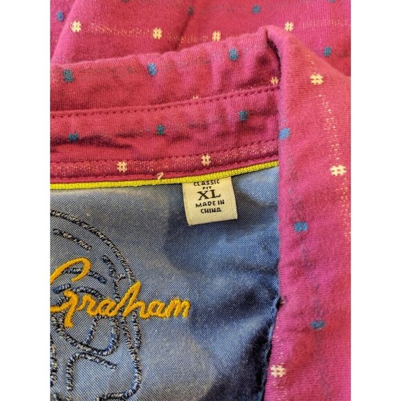 Robert Graham Mens Polo Golf XL Fuschia Pink Geometric Print Classic Fit Cotton - Picture 6 of 6